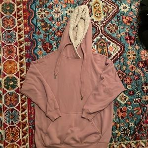 Aerie Mauve Oversized Hoodie with Fur Hood